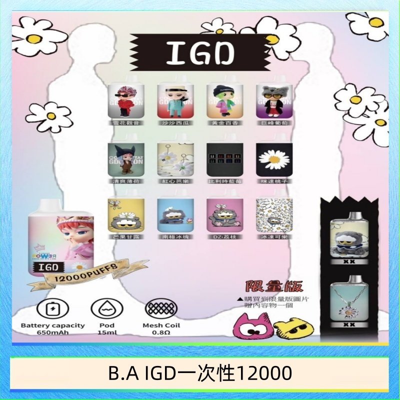 B.A IGD一次性12000 B.A IGD12000口 電子煙